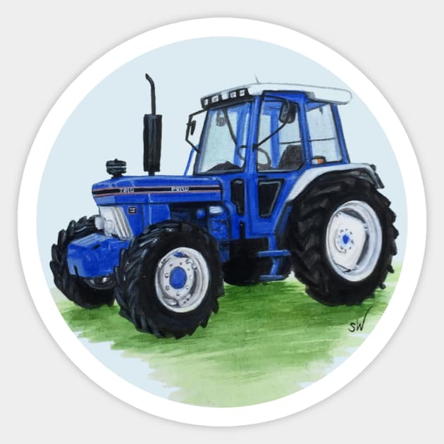 Blue Classic Tractor Sticker by Sandra Warmerdam